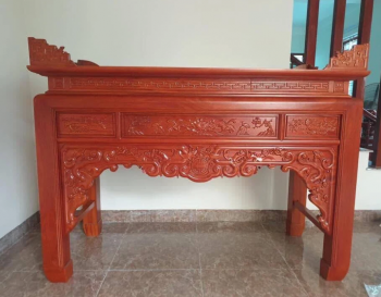 Bàn thờ truyện sen gỗ hương đá 2,17m, sâu 1,07m, chân 14