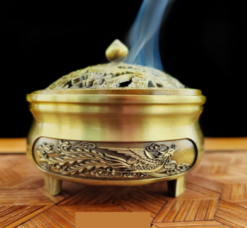 Lư xông trầm bằng đồng nắp rồng phượng