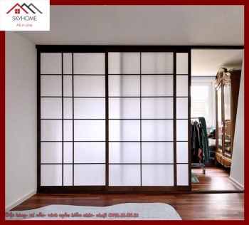 Giá vách ngăn phòng khách và bếp bằng gỗ
