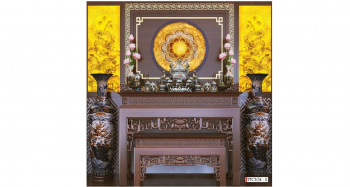 Tranh Trúc Chỉ Hoa Sen Nội Thất Phòng Thờ
