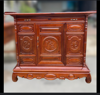 Tủ thờ gỗ Hương đá đục chữ Phúc