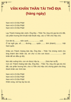 Hướng dẫn văn khấn lập bàn thờ Thần Tài chuẩn phong thủy