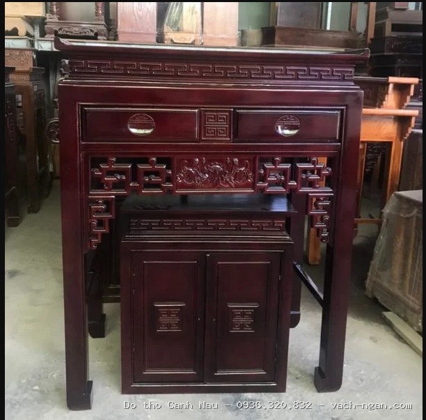 Mẫu Bàn Thờ Chung Cư Chữ Phúc Lộc Gỗ Sồi