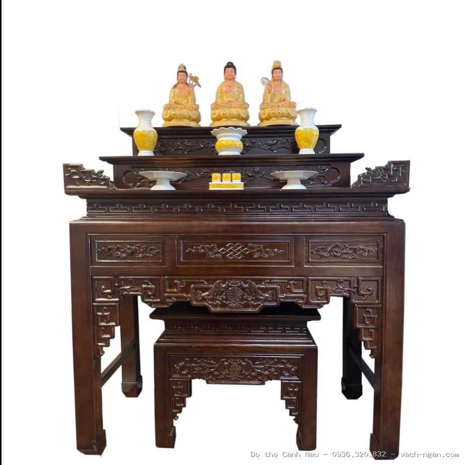 Bàn thờ cặp chiện thọ gỗ gõ đỏ Btc 069