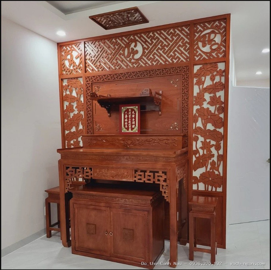 Bàn thờ hiện đại kết hợp hệ thống trang trí 