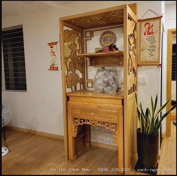 Mẫu phòng thờ gia tiên dùng sập thờ