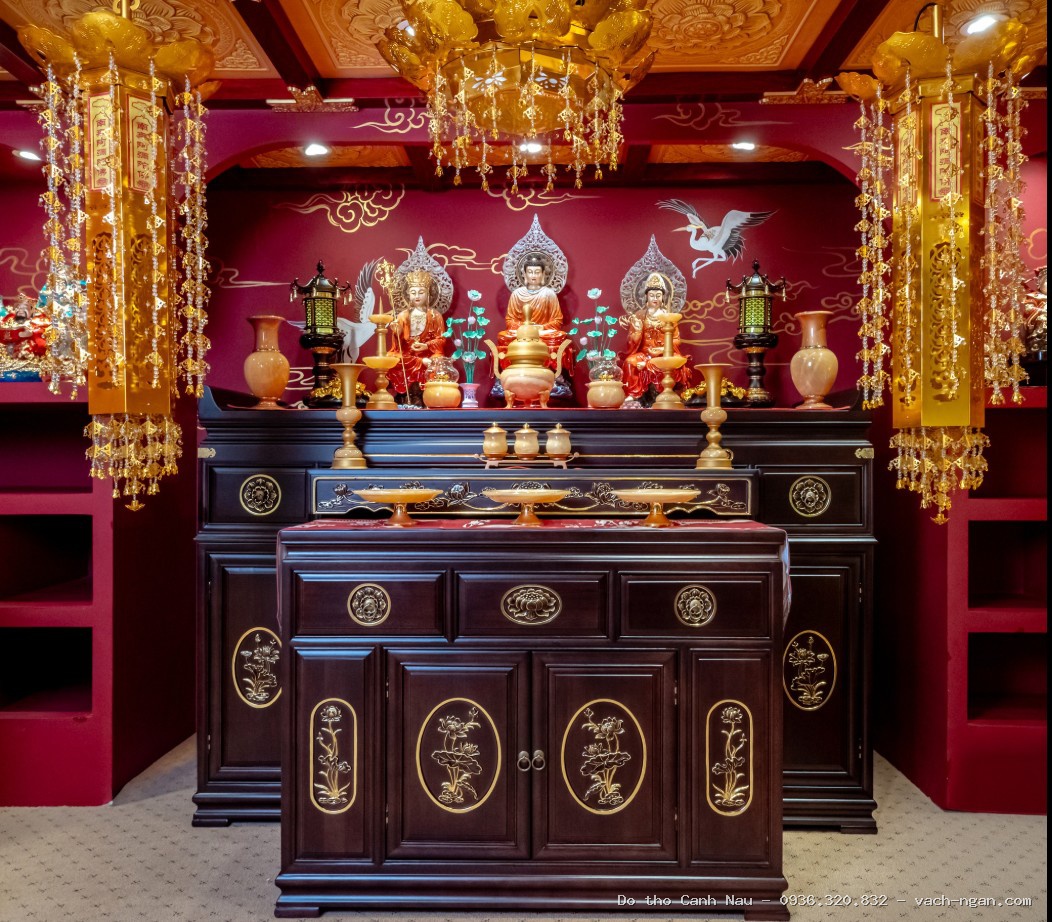 Phòng thờ chung cư gỗ Gõ hiện đại 