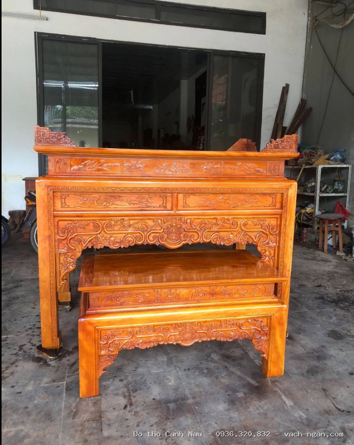 Bàn thờ 2 tầng gỗ gõ đỏ