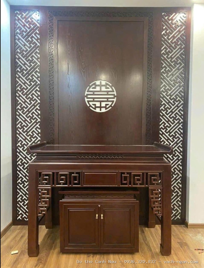 Bàn thờ 3 tầng gỗ sồi kèm tủ 3 tầng BT2 