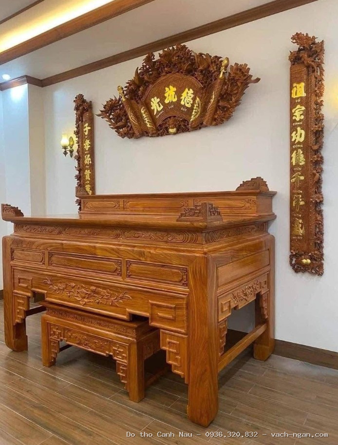 Bàn thờ gõ đỏ kèm tủ 