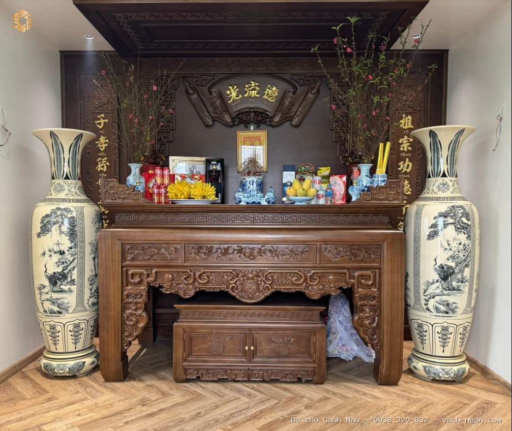 Bàn thờ gỗ sồi kèm tủ có ngăn kéo BT6 