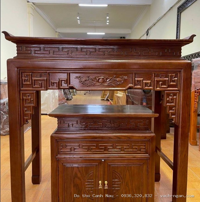 Bàn Thờ Như Ý Chân Đục Lá Tây 1m97cm