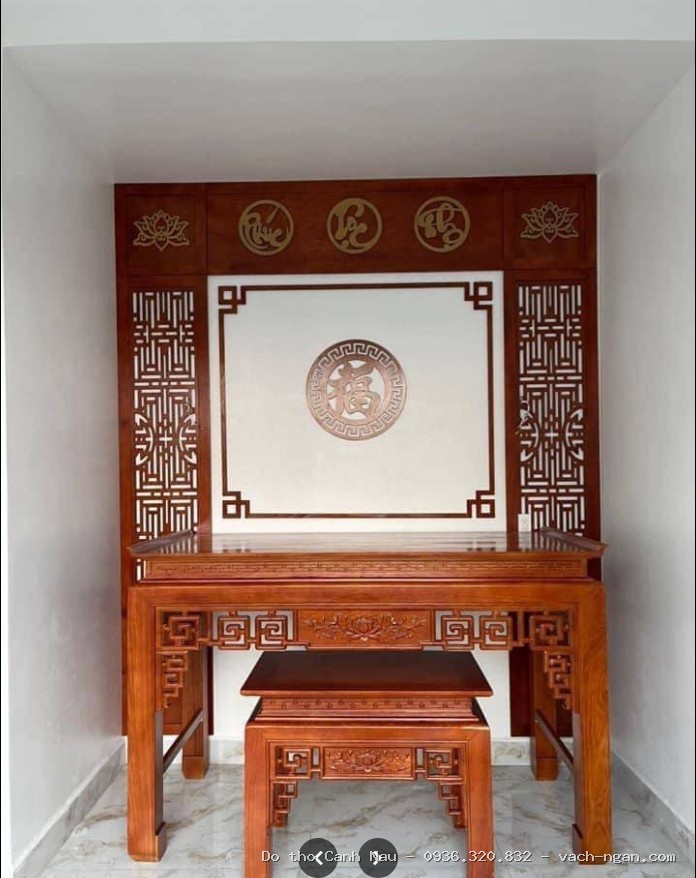 Bàn thờ chấp tải gỗ dổi sơn giả cổ đẹp cho phòng thờ phật