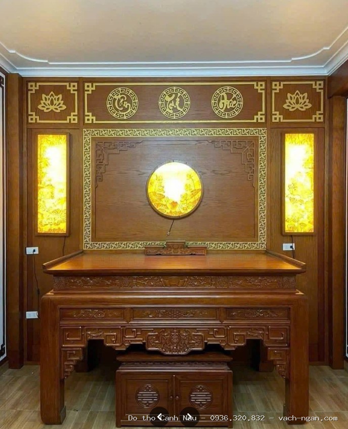 Bàn thờ gỗ sồi hiện đại cho chung cư BTS 027