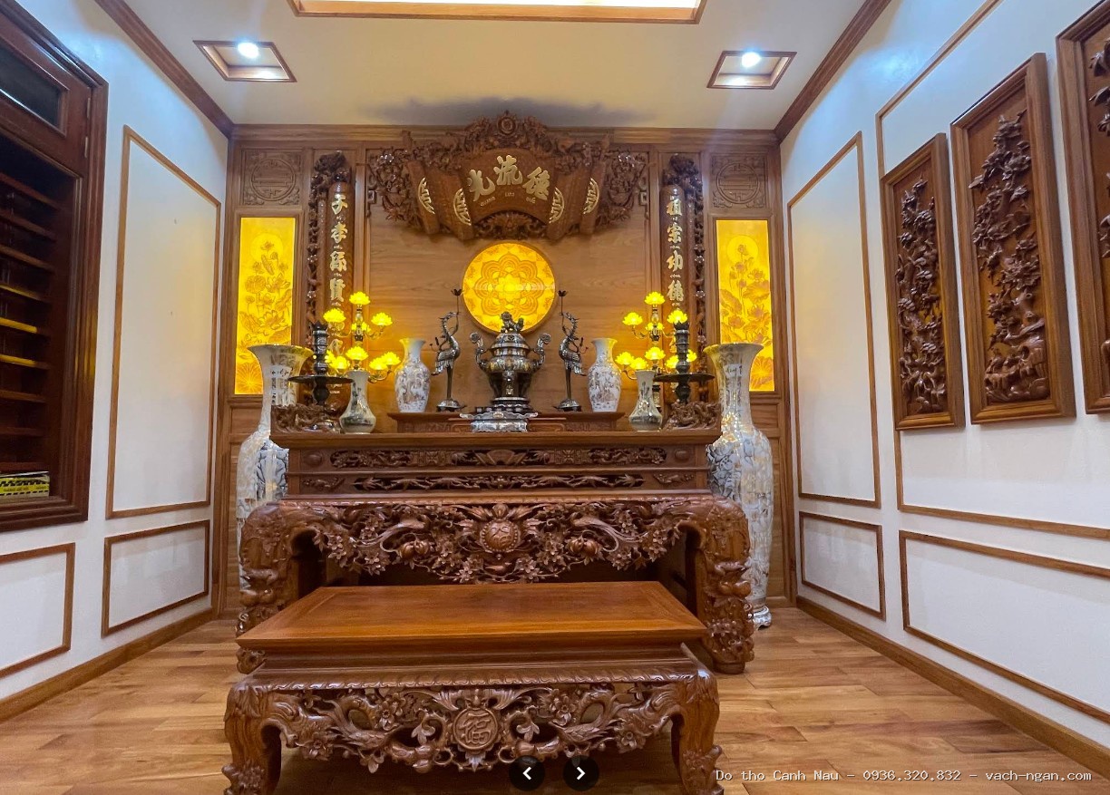 Bàn Thờ Gỗ Hương Đỏ Phúc Lộc Thọ BTH03