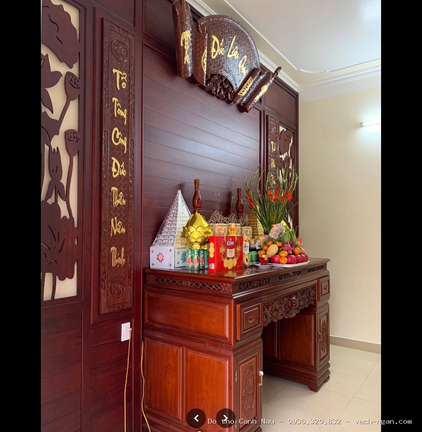 Bàn thờ gỗ gõ đỏ 3 tầng có ngăn kéo
