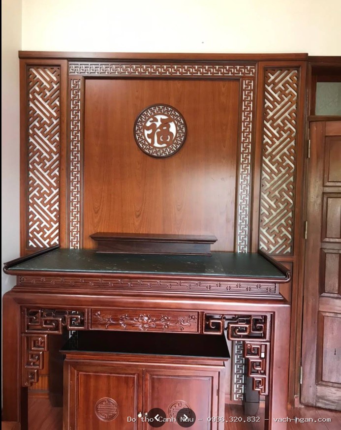 Bàn Cúng Thờ Gia Tiên 2 Tầng Căm Xe Mặt Gõ