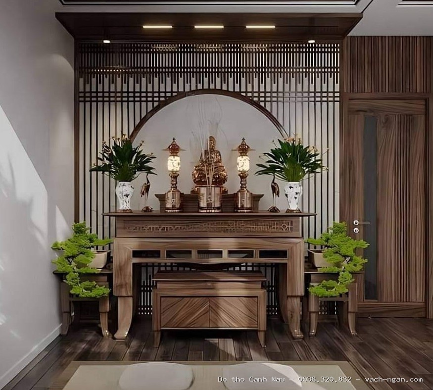 Bàn thờ gia tiên gỗ gõ đỏ 3 tầng GD04