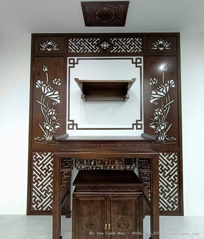 Bàn thờ kèm tủ + bục gỗ sồi giá rẻ GS18