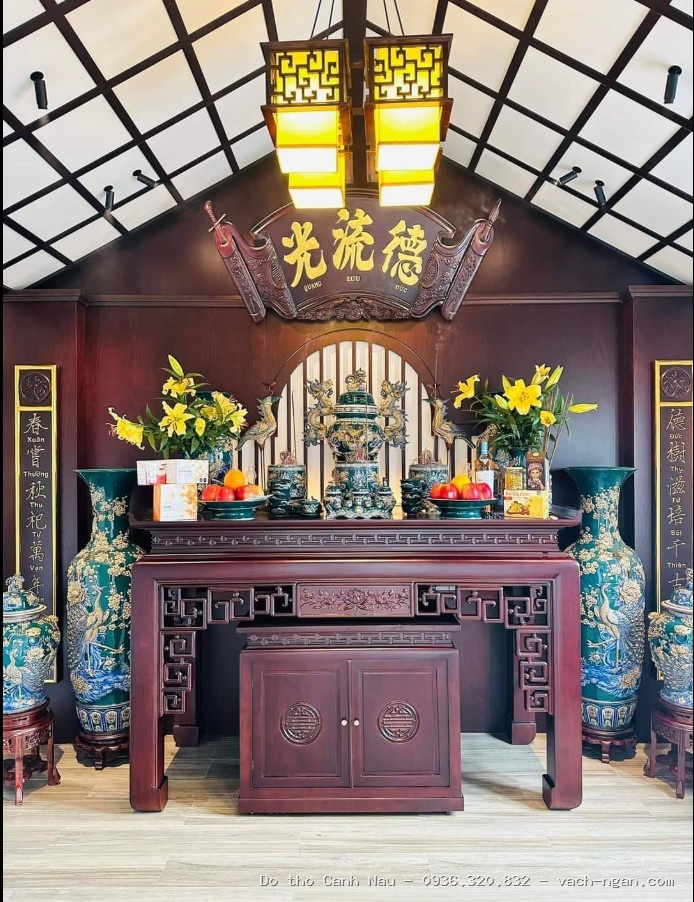 Bàn thờ 1m07 gỗ sồi hiện đại