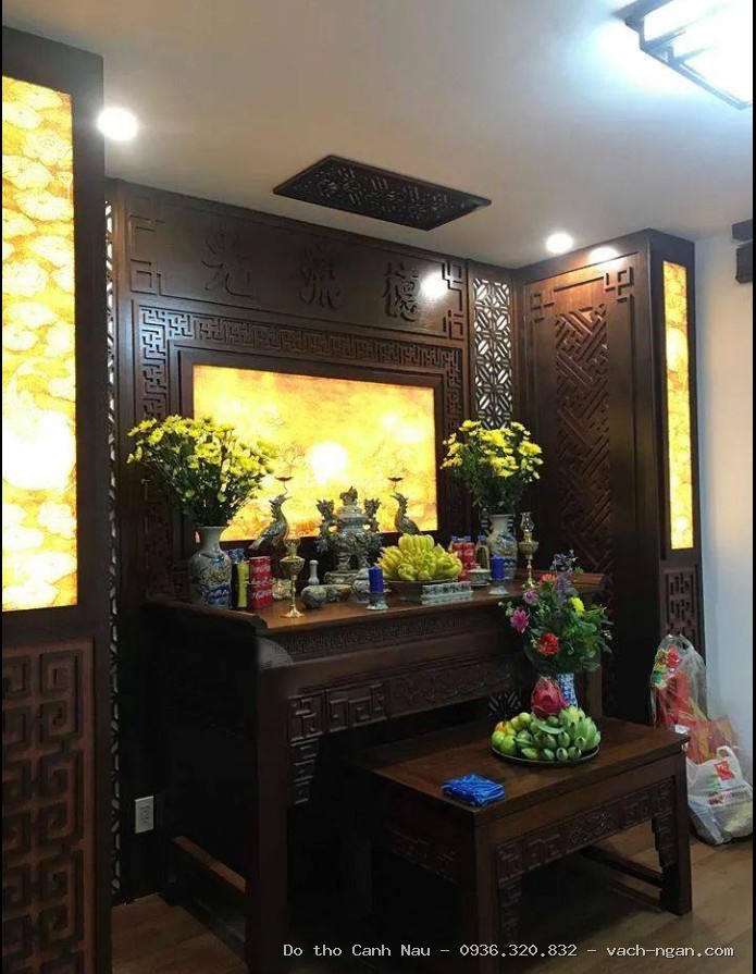 Tủ thờ chữ tâm gỗ dâu mặt gụ