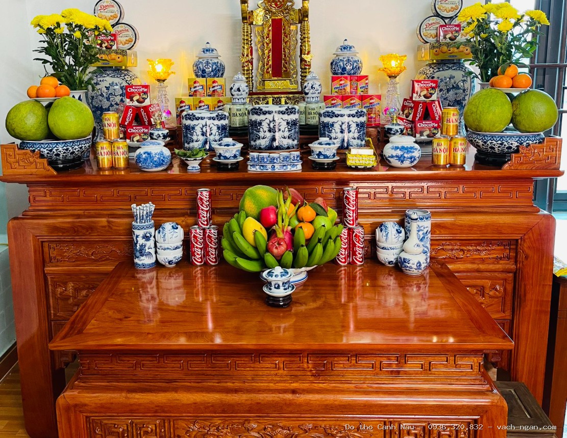 Bàn thờ gia tiên 1m97 gỗ Hương đá