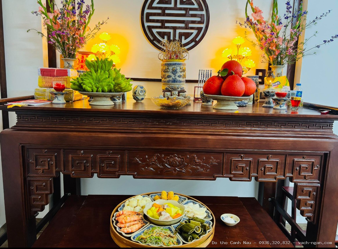 Bàn thờ 1m07 gỗ sồi nga để chung cư BT117