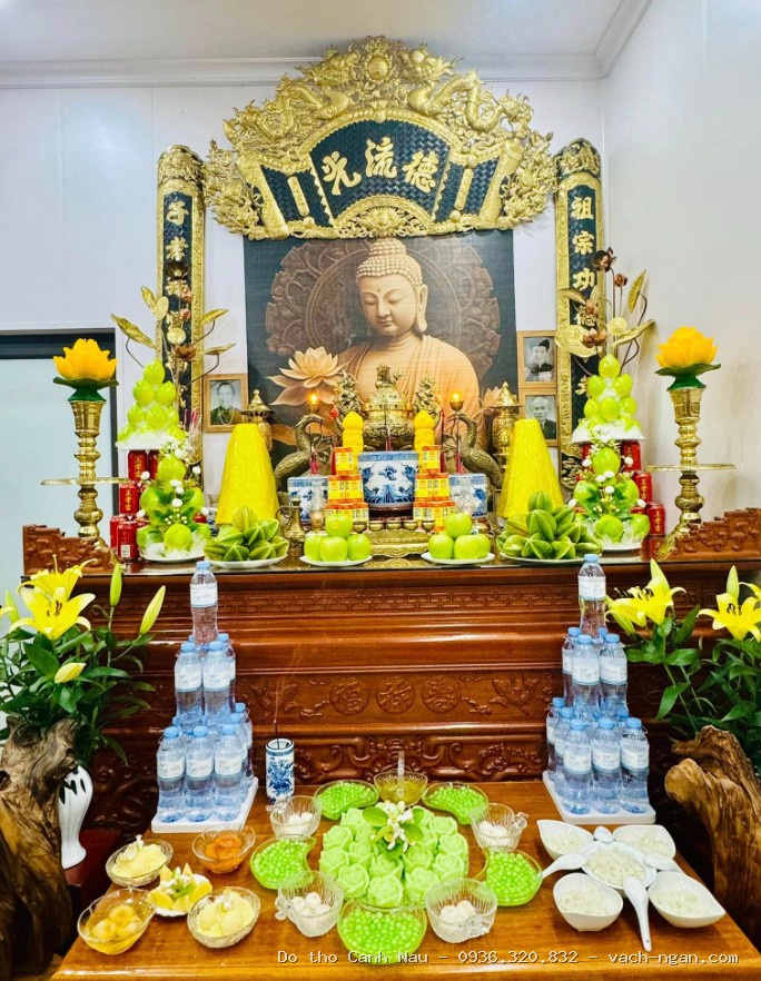 Bàn thờ hiện đại chữ thọ đẹp