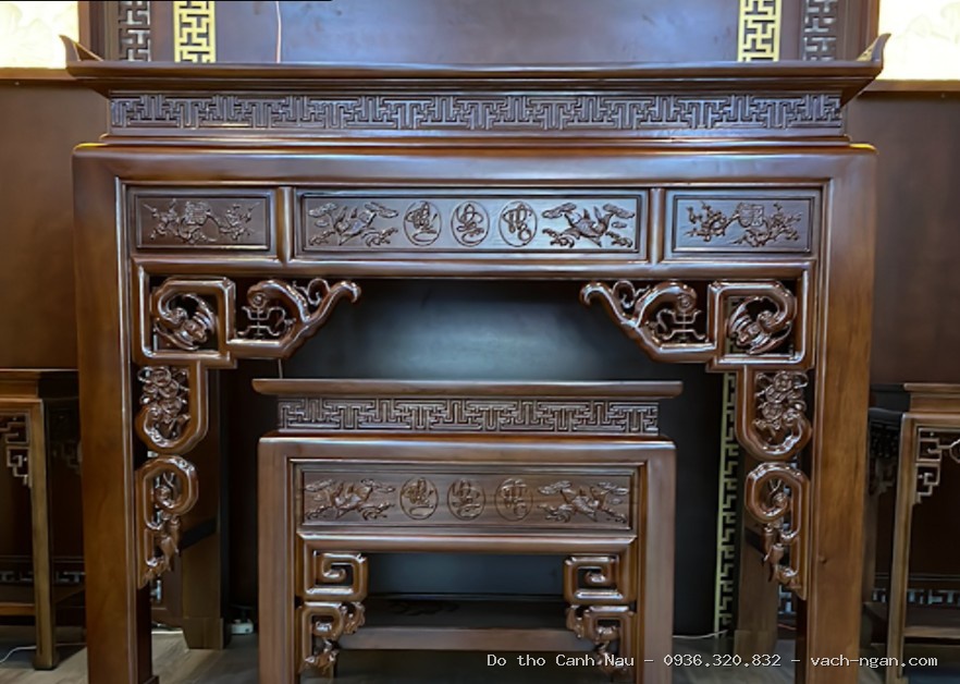 Bàn Thờ Gỗ Mít Tứ Quý Hoá Long BTM01 tại Hà Đông