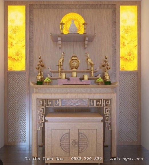 Bàn thờ gỗ sồi hiện đại cho chung cư – Mẫu BTS 004 tại Nam Từ Liêm