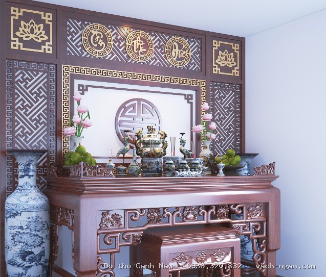 Ban thờ gỗ tự nhiên đồng kỵ tại Nam Từ Liêm