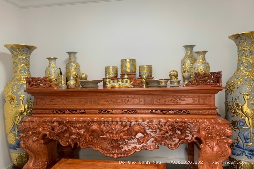 Mẫu Bàn thờ Án gian chạm rồng phượng tại Đống Đa