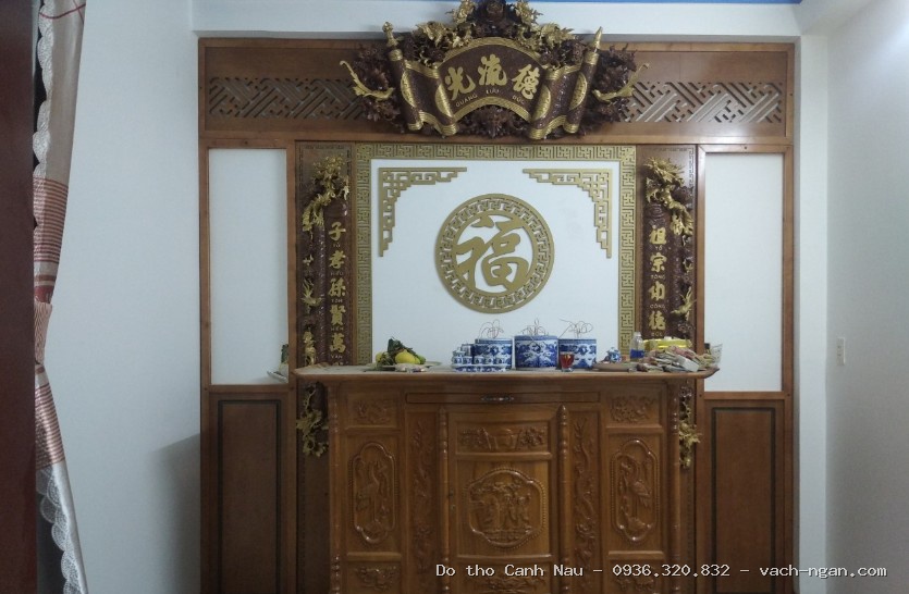 Mẫu Bàn thờ Án gian đẹp chạm Sen tại Tây Hồ