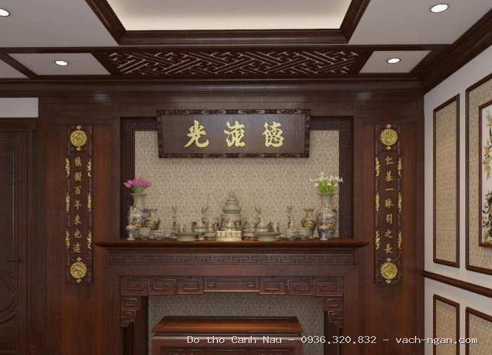 Mẫu Bàn thờ cổ chạm Triện Rồng hóa sơn son thếp bạc tại Tây Hồ