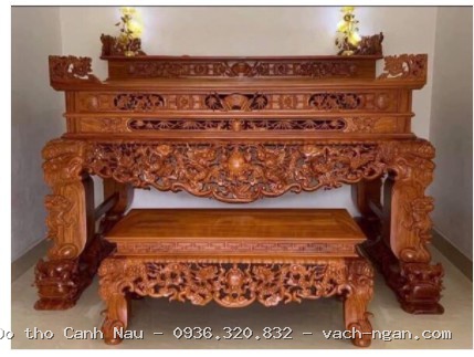 Mẫu Bàn Thờ Đẹp Kích Thước Nhỏ Gỗ Hương tại Hà Đông