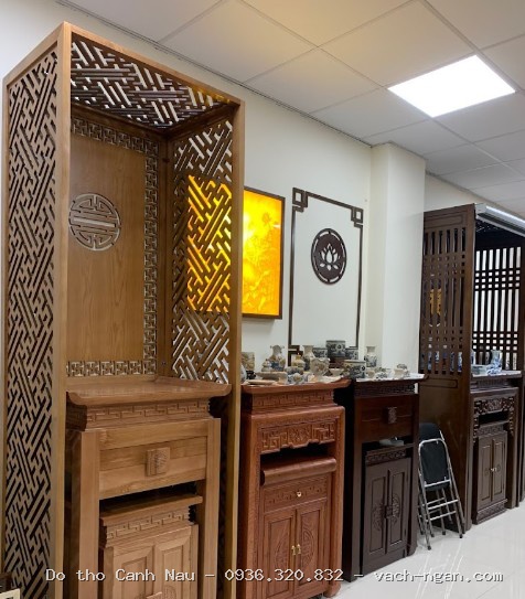 Mẫu bàn thờ kết hợp với phòng khách MS18 tại Hoàn Kiếm