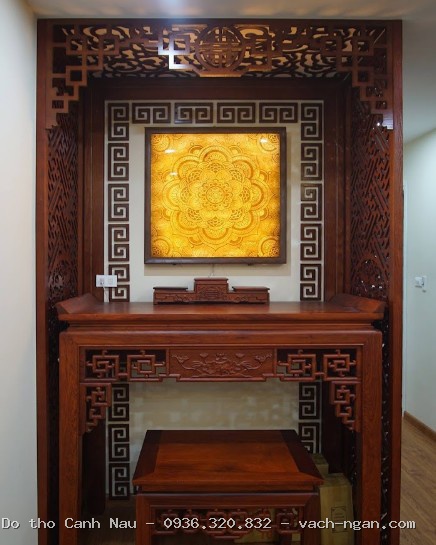 Mẫu bàn thờ tam cấp gỗ Gõ BTD-153GO tại Hà Đông