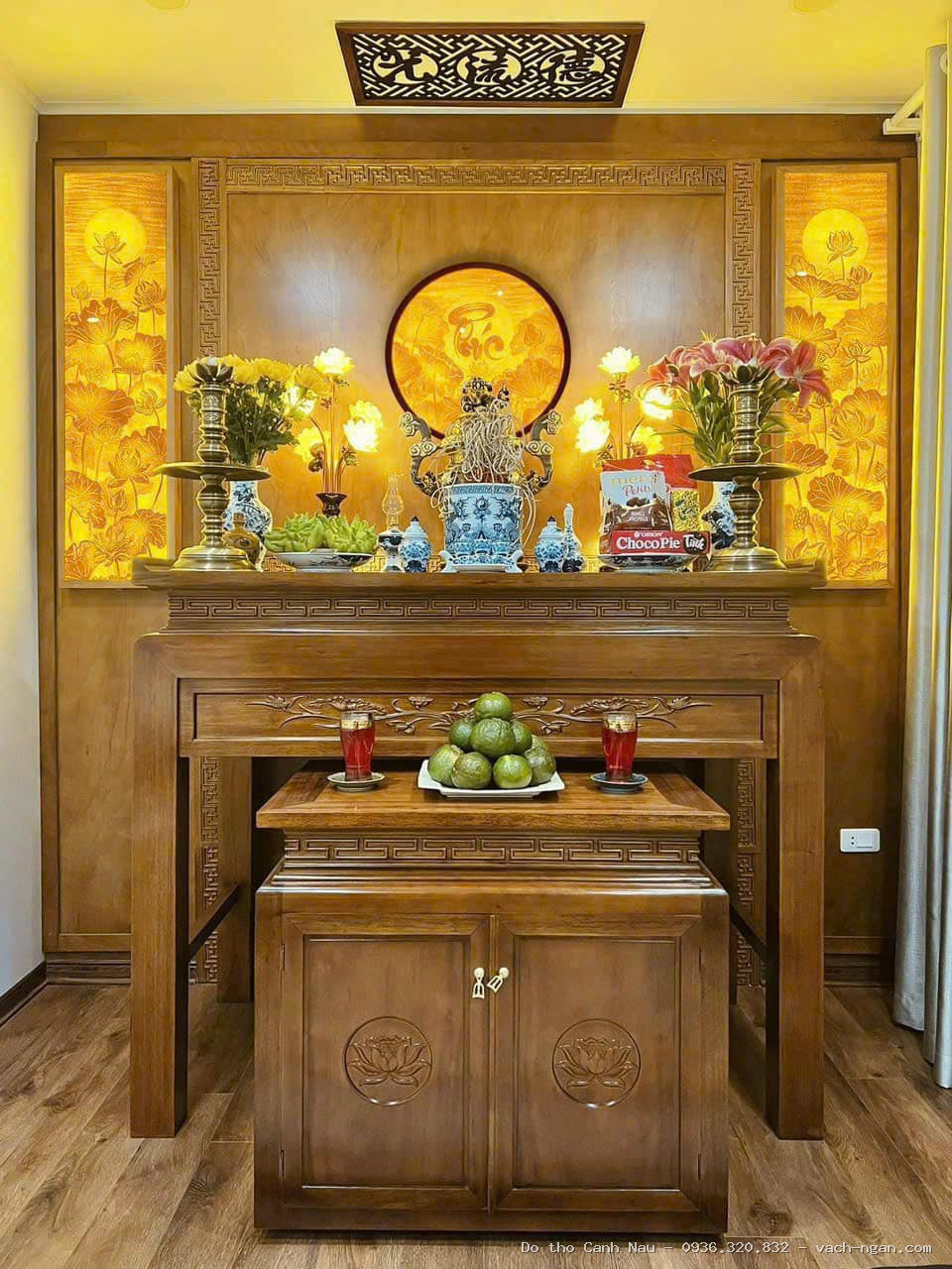 Mẫu phòng thờ gia tiên dùng sập thờ tại Nam Từ Liêm