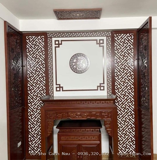 phòng thờ gỗ tự nhiên cho biệt thự tại Tây Hồ