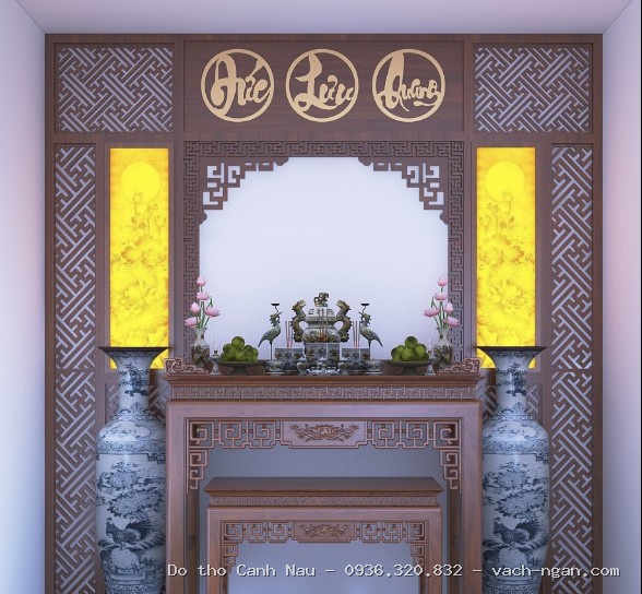 phòng thờ gỗ tự nhiên cho nhà cao tầng tại Hà Đông