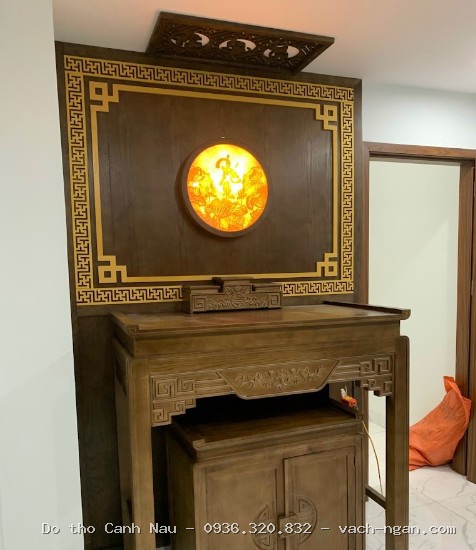 phòng thờ gỗ tự nhiên làm mới không gian tâm linh tại Nam Từ Liêm