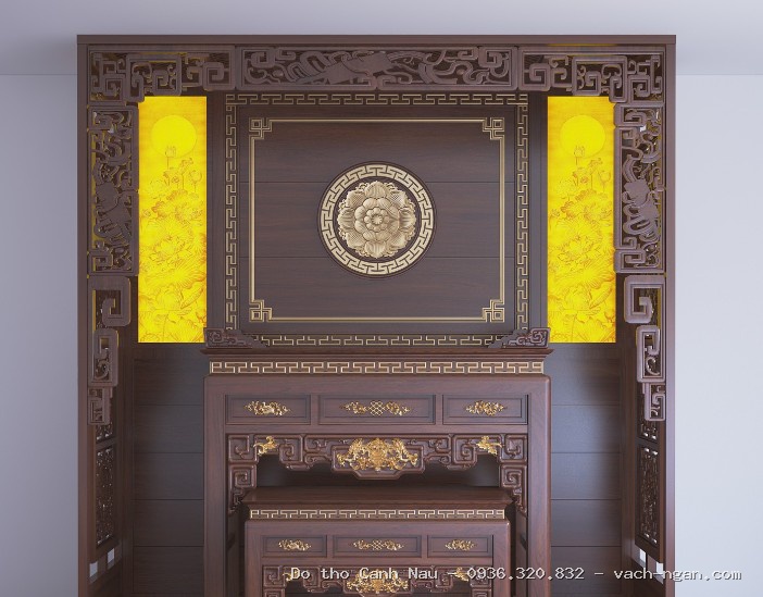 phòng thờ gỗ tự nhiên phong cách truyền thống tại Tây Hồ