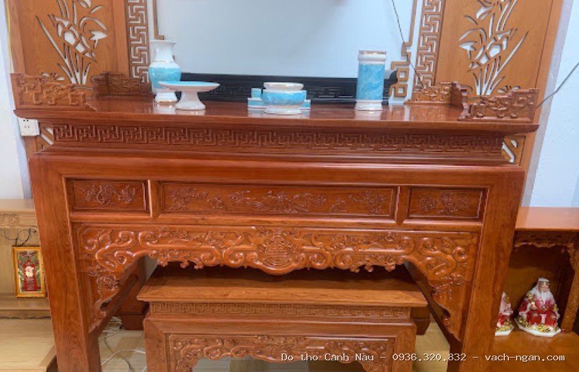 Sập Thờ Tứ Linh Gỗ Dổi Nhị Cấp ST22 tại Đống Đa