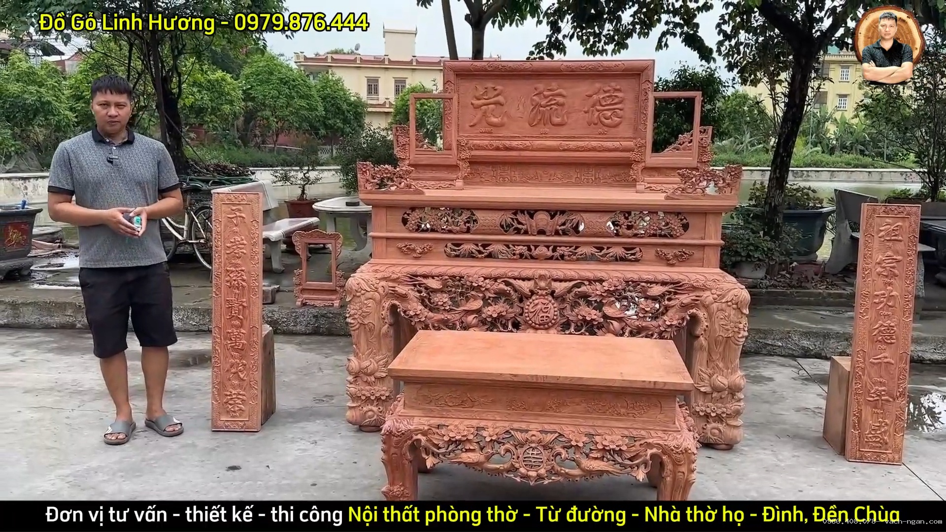Thiết kế bộ phòng thờ phủ bì 1,9 m có cửa thông phòng