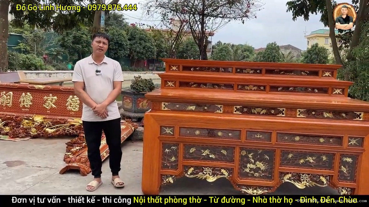 Bàn thờ án gian Osa đại hội gỗ gõ đỏ Nam Phi chạm khắc tinh tế