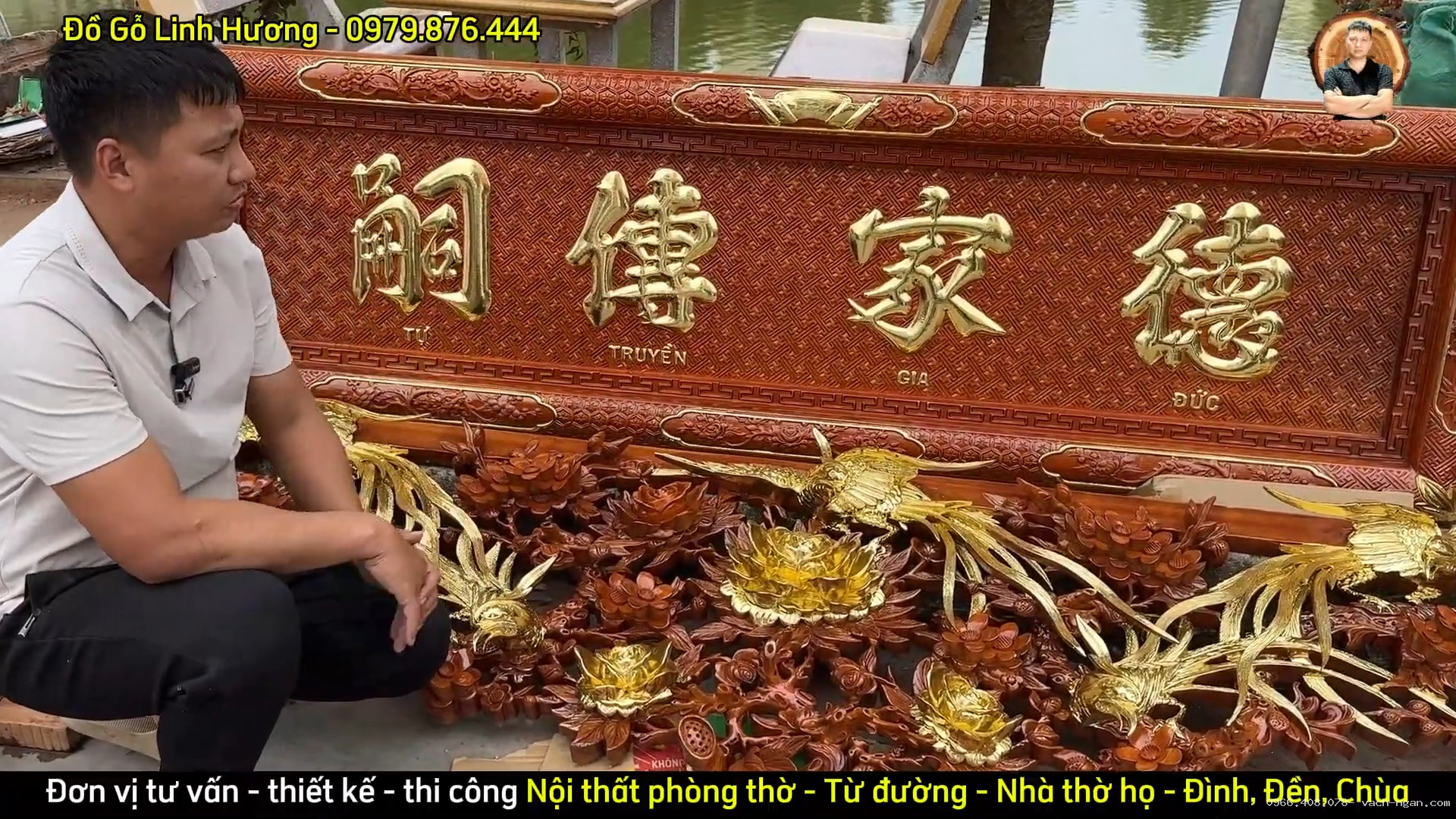 Đại tự gỗ gõ đỏ với bộ chữ Đức gia truyền tự
