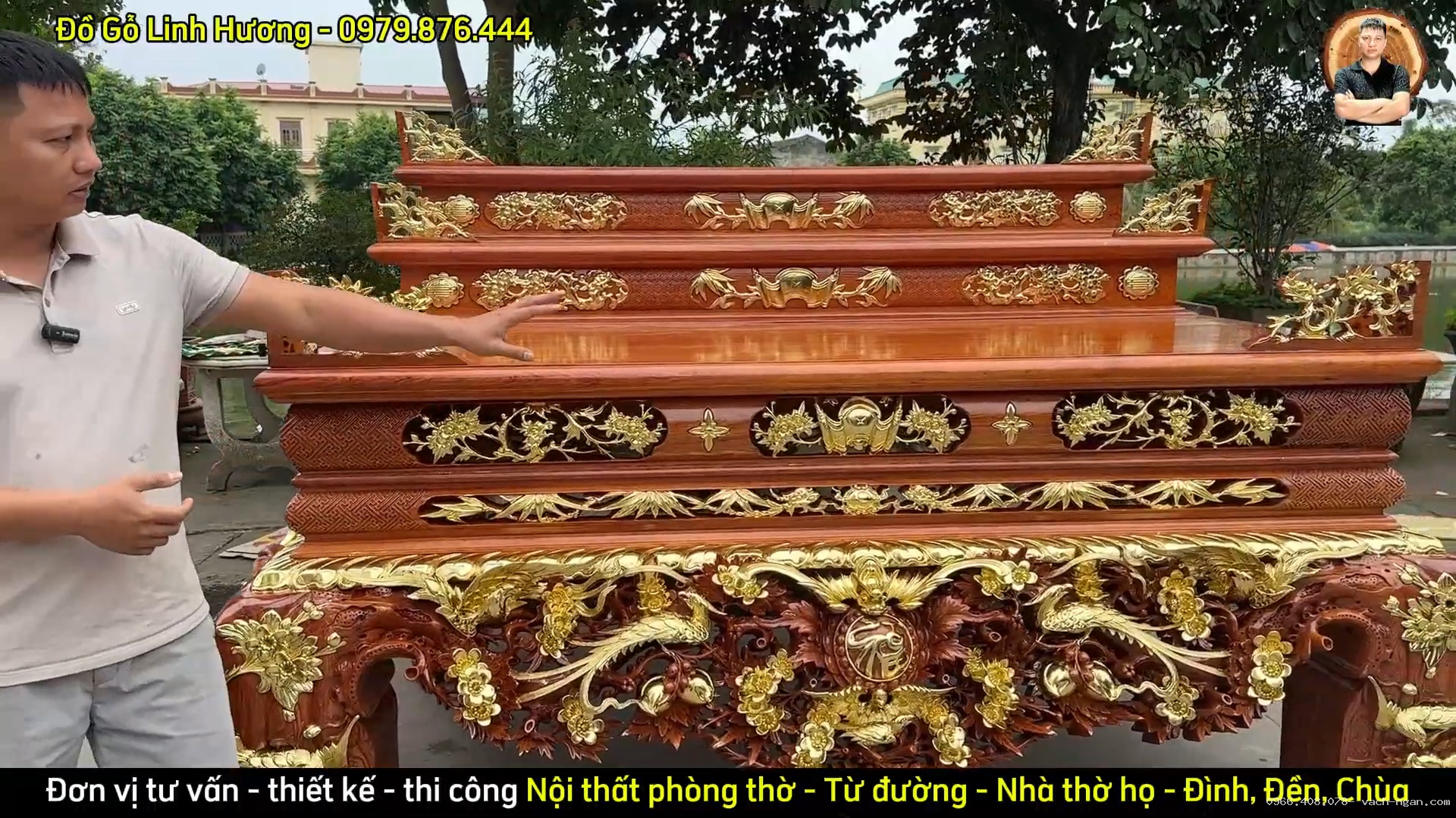 Bàn thờ vua sập thờ với phong cách giáp vàng sang trọng