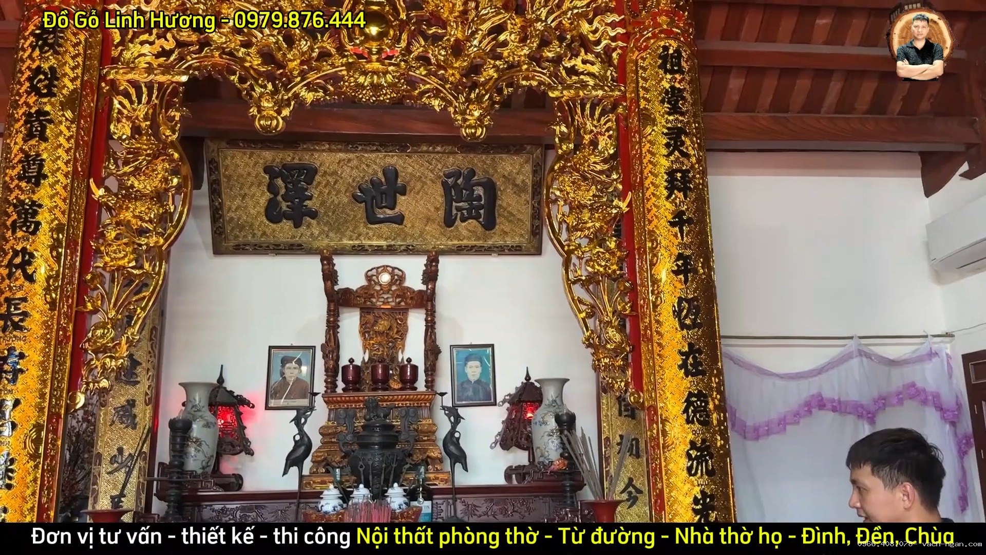 Gian thờ từ đường gỗ dổi Lào sơn son thếp vàng