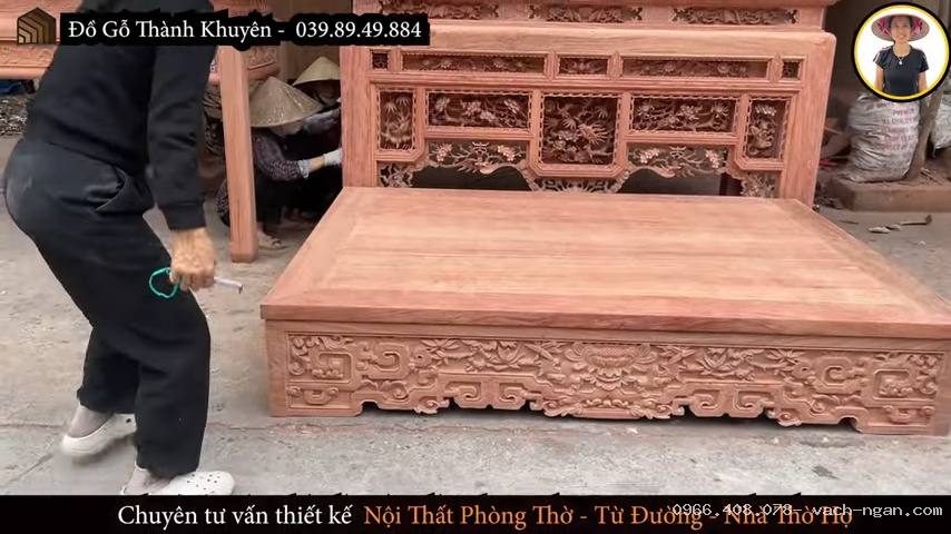 Thiết kế nhà thờ họ với 2 bàn thờ, sập hầu và khám thờ theo kích thước thực tế