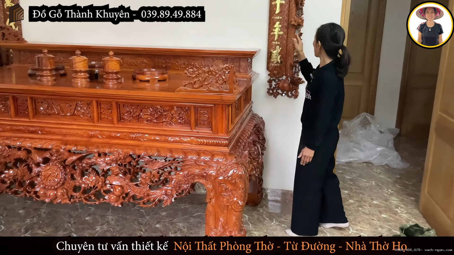 Sập thờ Mai Điểu nhị cấp 2,17 m cho phòng thờ 3,2m 